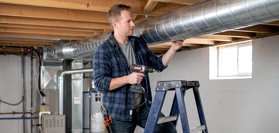 Exposed Spiral Ductwork in Irvington